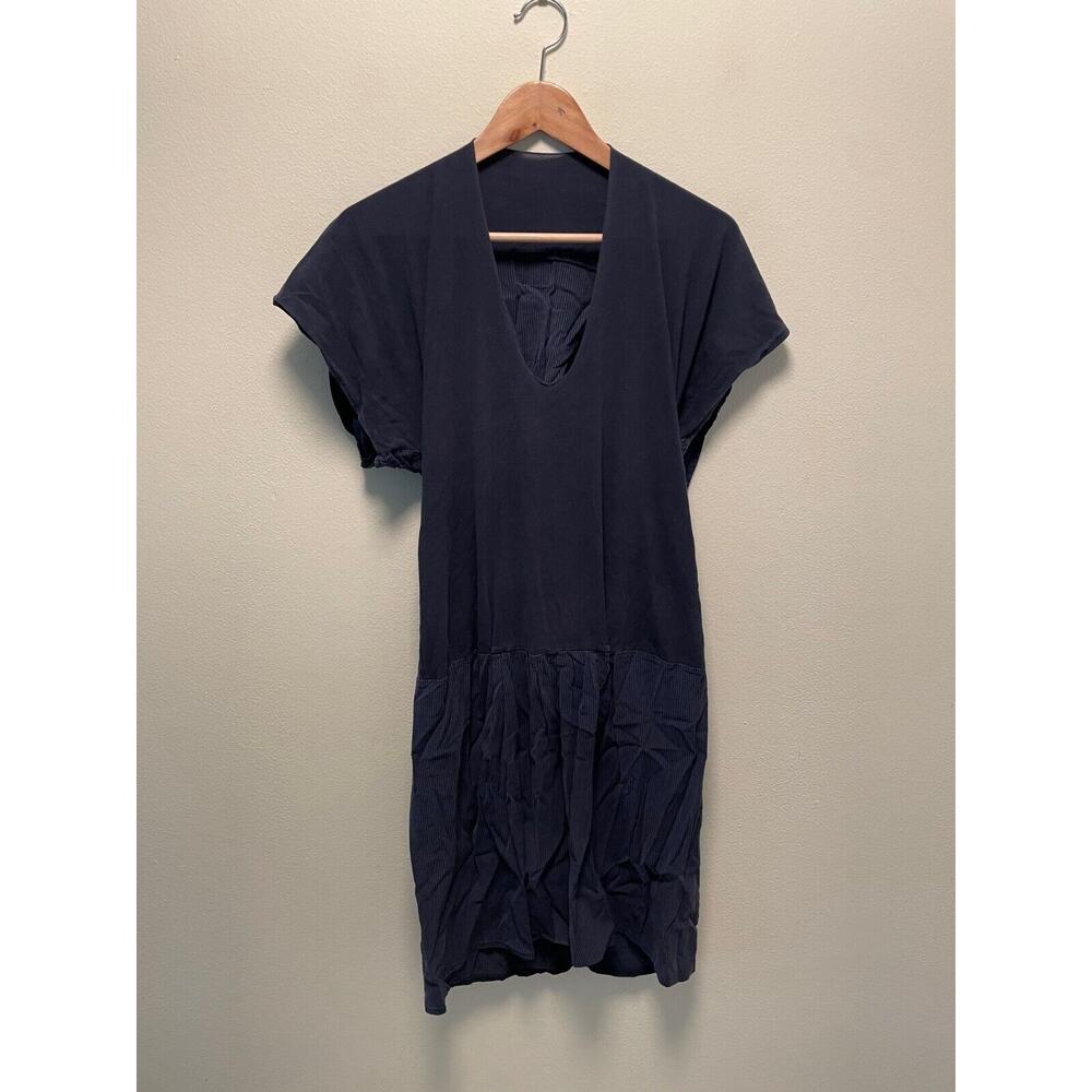 Autopsie Vestimentaire Womens Dress Large Navy Linen Blend Relaxed Avant Garde